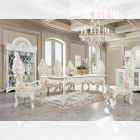 Homey Design HD-13012 9pc Dining Table Set in Ivory Finish in Ivory