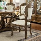 Homey Design HD-8008 Side Chair in Metallic Antique Gold and Perfect Brown - Set of 2
