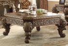 Homey Design HD-8011 Coffee Table in Metallic Antique Gold and Perfect Brown