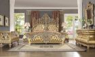 Homey Design HD-8016 4pc Eastern King Bedroom Set in Metallic Bright Gold