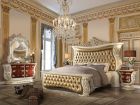 Homey Design HD-8019 4pc Eastern King Bedroom Set in Metallic Antique Gold