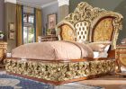 Homey Design HD-8024 Eastern King Bed in Cherry and Metallic Gold