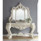 Homey Design HD-8030 Console Table with Mirror in Plantation Cove White