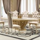 Homey Design HD-903 Dining Table in Cream and Gold