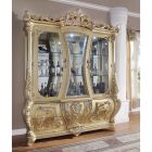 Homey Design HD-1801 China Cabinet in Metallic Antique Gold