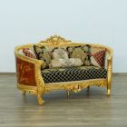European Furniture Luxor Loveseat in Gold Leaf, Black Gold Fabric