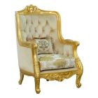 European Furniture Luxor Chair in Gold Leaf, Gold Fabric