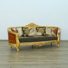 European Furniture Luxor Sofa in Gold Leaf, Black Gold Fabric