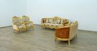 European Furniture Luxor 3pc Livingroom Set in Gold Leaf, Gold Fabric