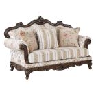 ACME Nayla Loveseat with 3 Pillows in Pattern Fabric / Walnut Finish