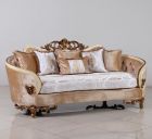 European Furniture Rosabella Sofa in Antique Beige and Antique Dark Gold