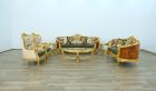 European Furniture Luxor II 3pc Livingroom Set in Black Gold Fabric