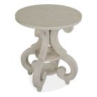 Magnussen Bronwyn Round Accent Table in Alabaster, Antique Brass with Pewter Overlay