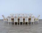 European Furniture Valentina 13pc Dining Table Set in Beige with Gold Leaf