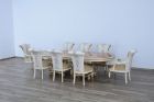 European Furniture Valentina 9pc Dining Table Set in Beige with Gold Leaf