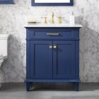Legion Furniture 30" Blue Finish Sink Vanity Cabinet with Carrara White Top -WLF2230-B