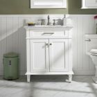 Legion Furniture 30" White Finish Sink Vanity Cabinet with Carrara White Top -WLF2230-W