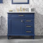 Legion Furniture 36" Blue Finish Sink Vanity Cabinet with Carrara White Top -WLF2236-B