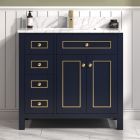 Legion Furniture 36" Blue Finish Sink Vanity Cabinet with Carrara White Top -WV2236-B