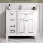Legion Furniture 36" White Finish Sink Vanity Cabinet with Carrara White Top -WV2236-W