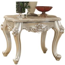 ACME Bently End Table, Marble & Champagne