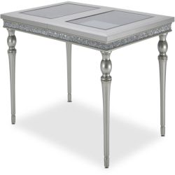 AICO Michael Amini Melrose Plaza 4 Leg Upholstered Dining Table in Dove