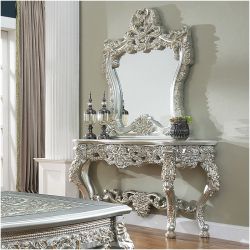 Homey Design HD-905 S Console Table with Mirror in Belle Silver