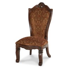 AICO Windsor Court Fabric Side Chair in Vintage Fruitwood Finish (Set of 2)