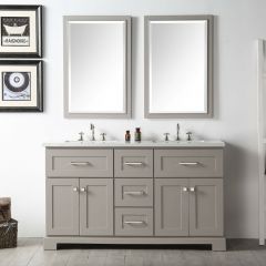 Legion Furniture 60" Wood Vanity with Quartz Top  (No Faucet) in Warm Gray - WH7660-WG