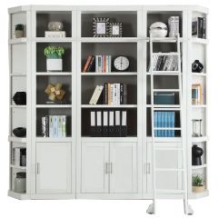 Parker House Catalina 5pc Library Wall Bookcase Set in White - Config3
