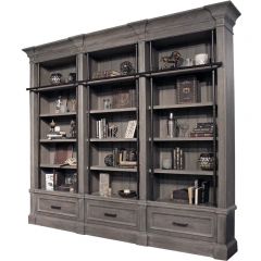 Parker House Gramercy Park 3pc Museum Bookcase Library Wall in Smoke