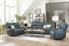Parker Living Whitman 3pc Power Cordless Leather Livingroom Set in Verona Azure