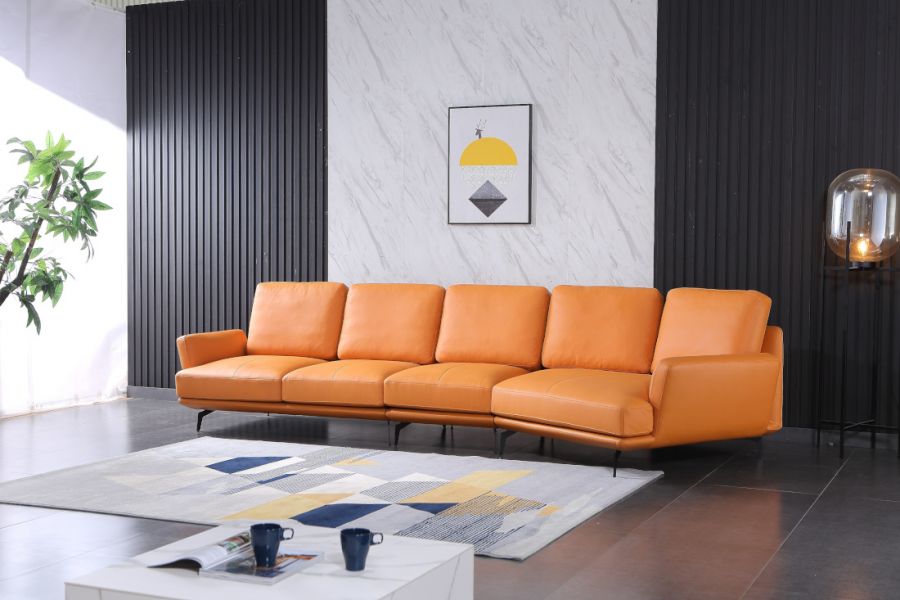 Smokey Orange Italian Leather, Italian Leather Sofa Singapore