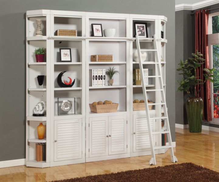 Parker House Boca 5pc Cottage White, White Library Bookcase With Doors